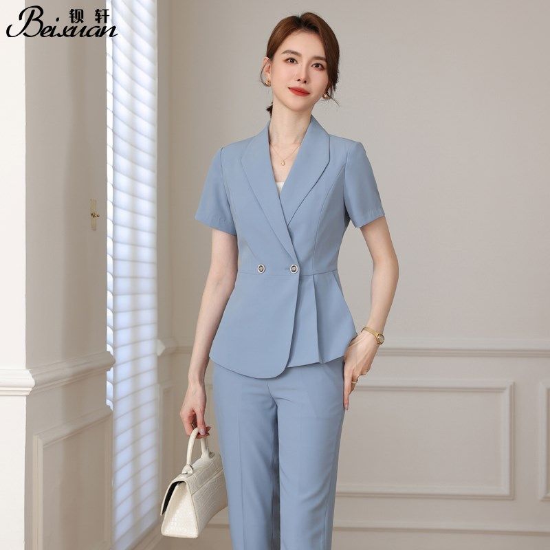 高端西装套装女短袖职业装2025夏季新款女神范金店长酒店经理工装
