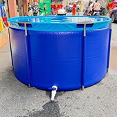 蓄水池锦鲤地缸暂养殖不锈钢圆形刀刮布帆布鱼池加厚带支架子全套