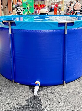 蓄水池锦鲤地缸暂养殖不锈钢圆形刀刮布帆布鱼池加厚带支架子全套