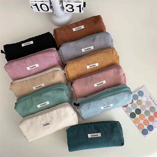 Large Capacity Pencil Case Stationery Pen Case Corduroy