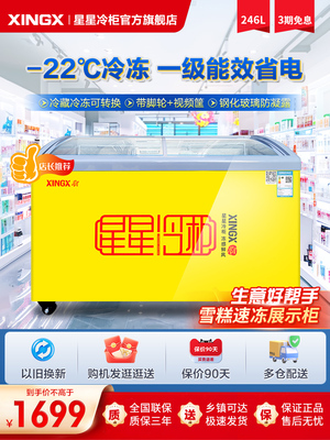 星星雪糕柜展示柜商用大容量圆弧柜岛柜卧式大容量超市冷冻冷冰柜