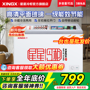 星星冰柜展示柜冷藏冷冻保鲜柜雪糕柜岛柜冰柜冰箱商用小型玻璃柜