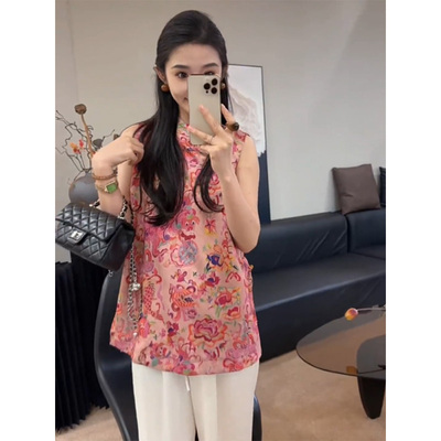 新中式国风无袖衬衫马甲女