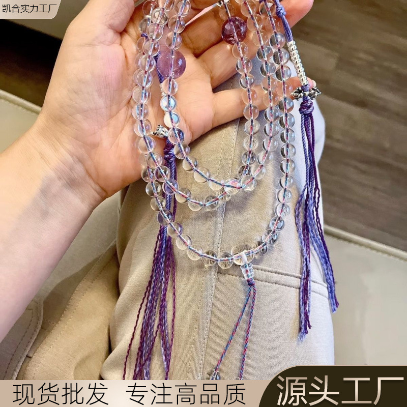 2025正宗白水晶设计款项链新中式diy新款精致长款天然水晶项链1