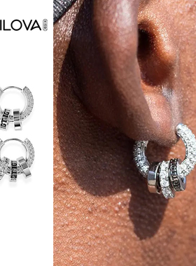 合金锆石耳饰星引之环耳环欧美时尚个性嘻哈潮牌男耳钉