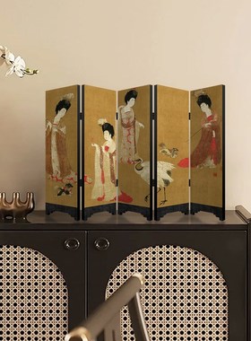 《簪花仕女图》宋l代美学桌面屏风边柜装饰摆件中古风客厅茶室装