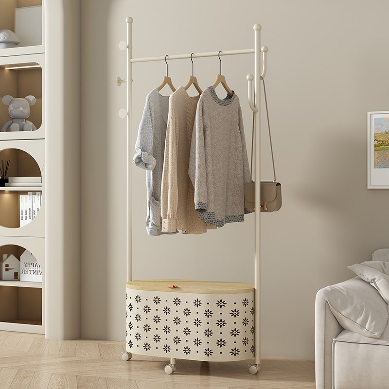 奶油风移动d挂衣架落地卧室网红客厅可收纳衣帽架家用立式衣服架