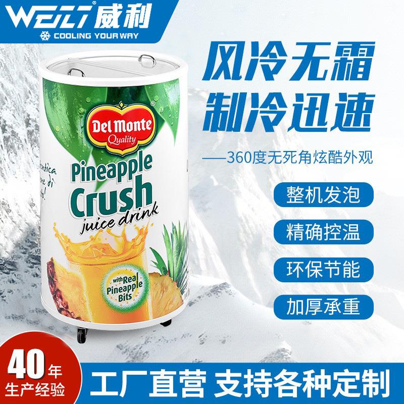 40T饮料食品圆桶保温冷冻柜小型 移动冰柜酒吧商用单门冷藏保温柜