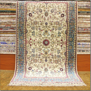 美式 出口海外桑蚕丝波斯欧式 手工真丝地毯 95x158厘米 毯译