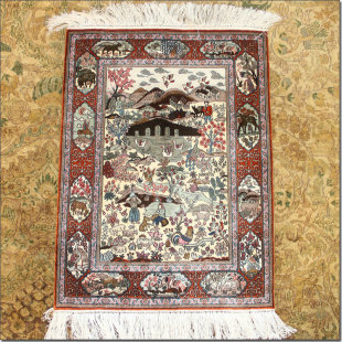 厘米手工真丝艺术挂画地毯 13结 毯译 45x72厘米