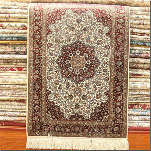 结高道数波斯艺术传统手工真丝地毯 出口海外10个 毯译 63x91厘米