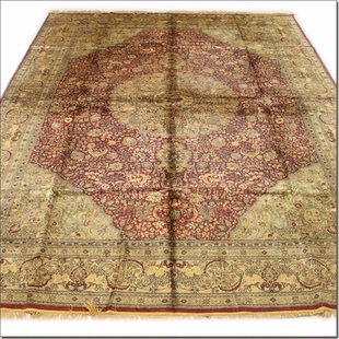 毯译 出口海外仿古做旧老手工真丝地毯 270x355厘米