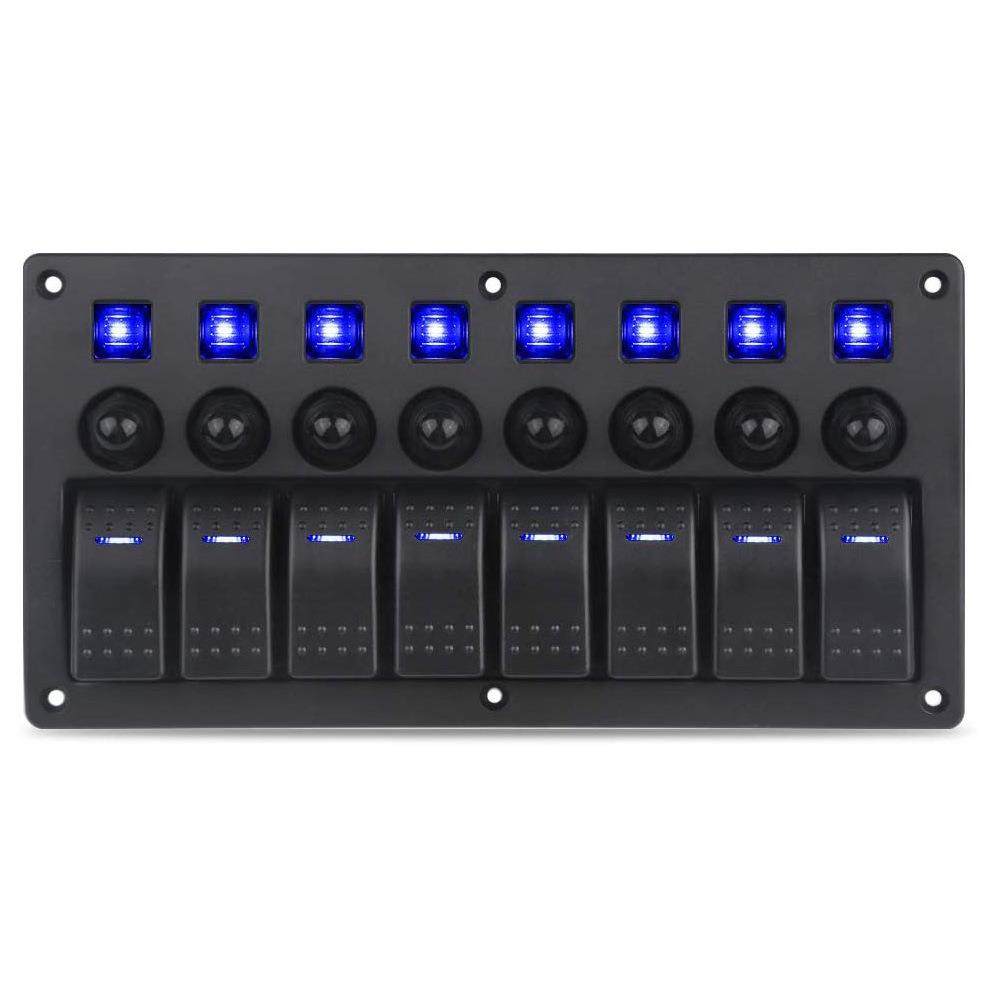 热销游艇房车改装8位船型单灯开关面板带继点器过载保护3PIN