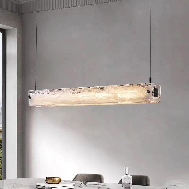 意式极简云雾玻璃吊灯设计师现代轻奢简约餐厅吧台岛台长条吊灯具