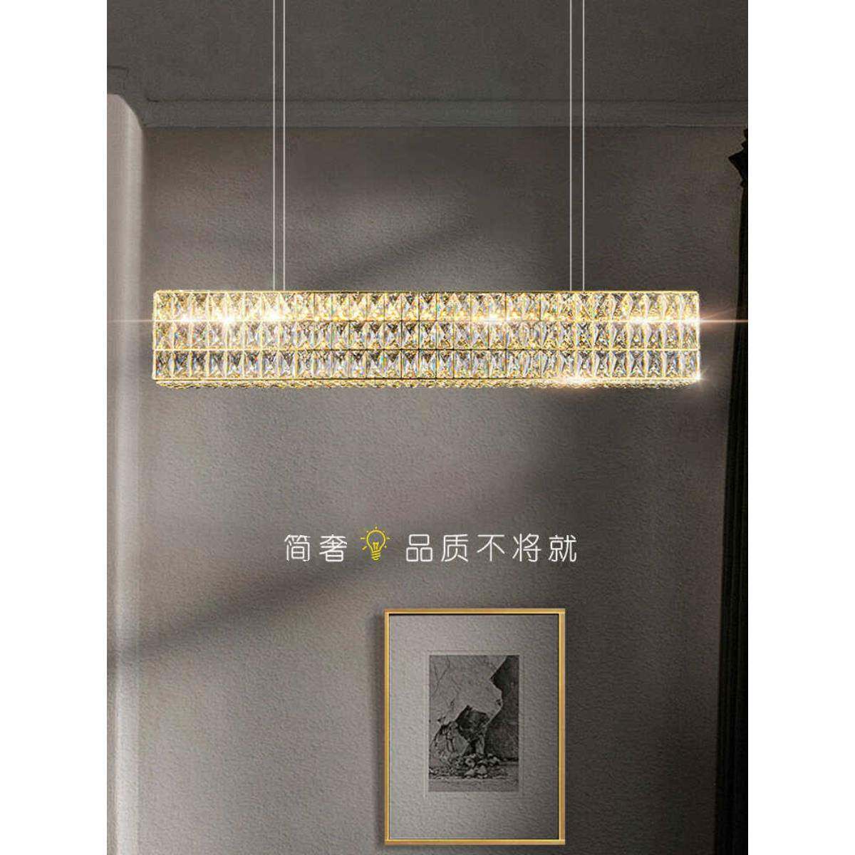 包安装新款轻奢水晶客厅圆形餐厅吧台长条岛台吊灯卧室灯中山灯具