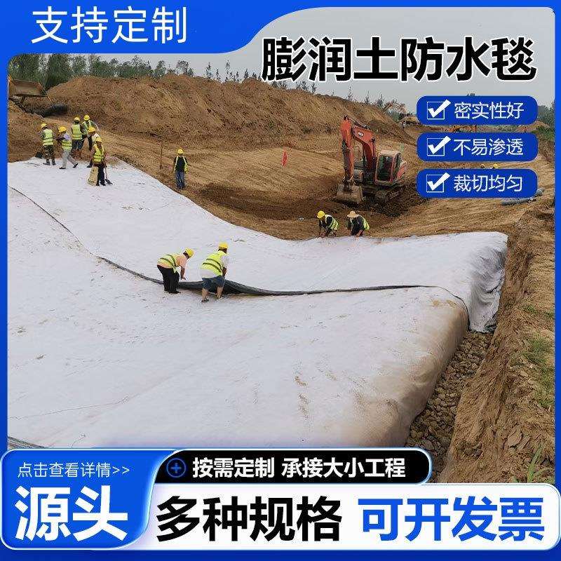 膨润土覆膜防水毯 人工湖河道护坡防水防渗gcl钠基膨润土防水毯