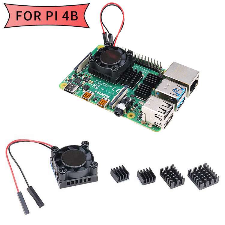 树莓派2代3代4代Raspberry pi 2b 3b 3b+4b散热器风扇散热片套装