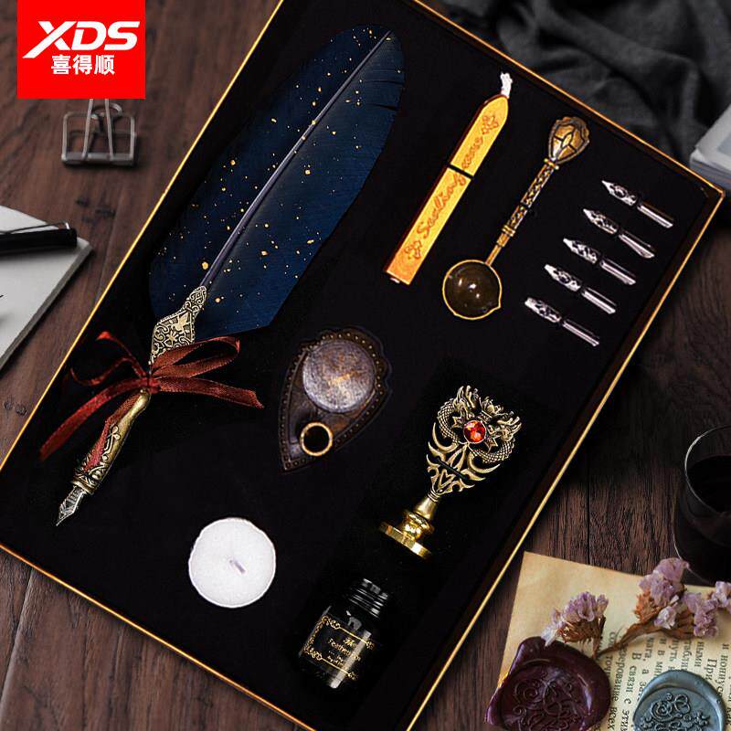 哈利波特羽毛笔星空玻璃蘸水笔欧式复古吸墨钢笔送六一儿童节礼物男生女生生日礼物送母亲节父亲老师毕业礼物