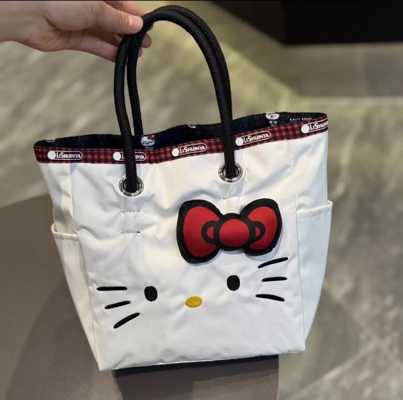 kt猫白色托特包单肩手提包通勤包