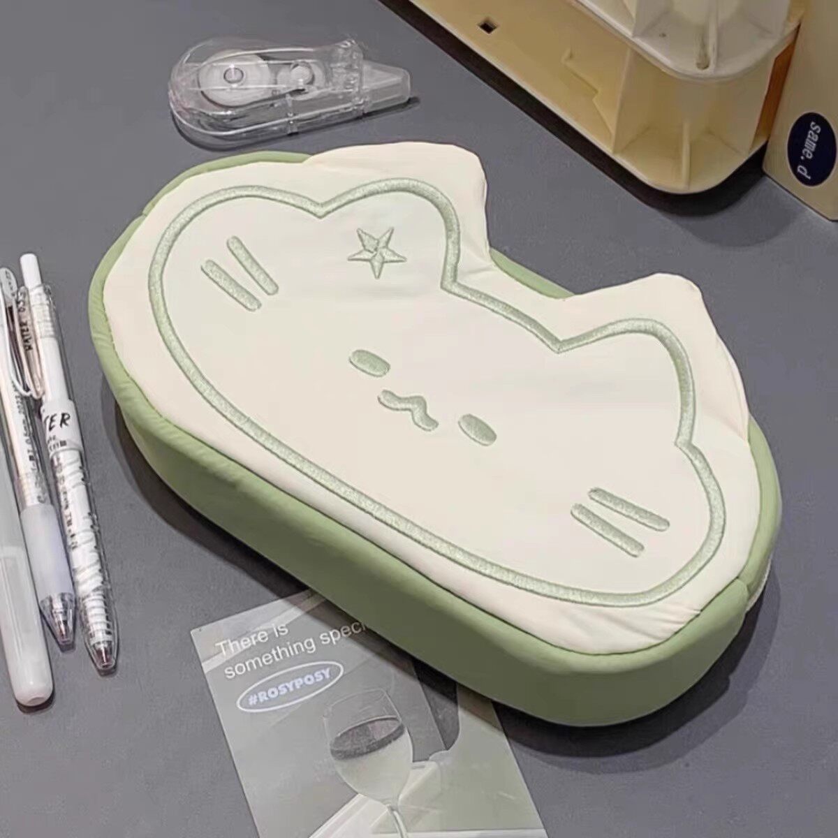 可爱星星简约小猫刺绣笔袋小众不撞款高颜值大容量学生文具收纳袋,文具电教/文化用品/商务用品,笔袋,淘宝优惠券,粉丝福利购,淘宝优惠卷