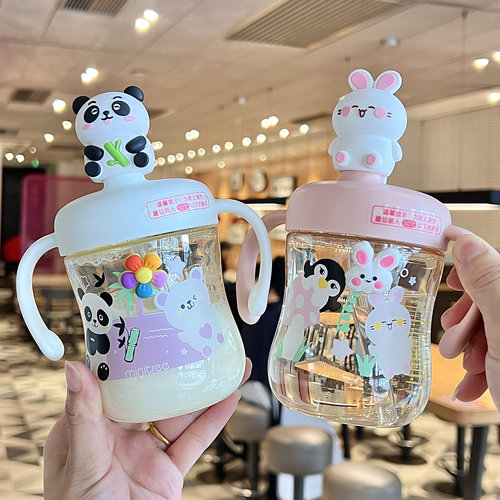2025新款儿童牛奶杯一岁以上奶瓶PPSU吸管水杯小孩直饮刻度喝奶杯