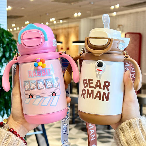 儿童保温杯婴幼儿一杯双饮喝水壶宝宝吸管一岁以上奶瓶外出学饮杯