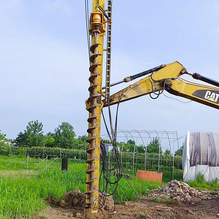 挖机前置潜孔钻机多种规格光伏挖改钻桩架电动液压螺旋桩打桩机