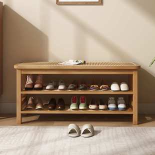 入户可坐换鞋凳全楠竹家用门口简易鞋柜多层室外楼道结实耐用鞋架