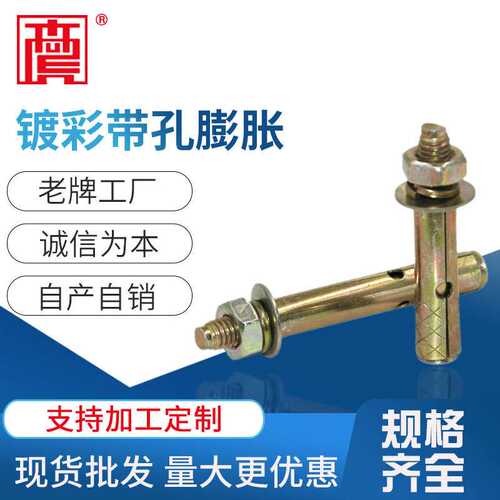 带孔膨胀螺栓 镀彩锌金属小头膨胀丝 防护网用小孔膨胀可定制