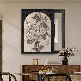 中古风电表箱装饰画美拉德法式复古遮挡配电箱电闸盒盖板竖版挂画