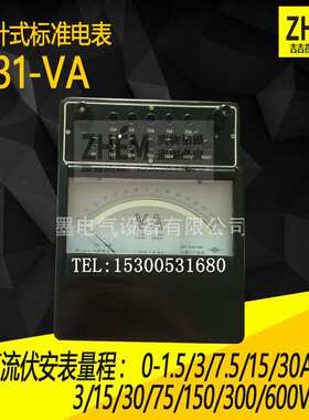 上海第二电表C31-AV型磁电系直流标准表 0.5级30A/600V直流伏安表