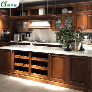 北京厂家定制橡木指接板柜体巴西花梨木开放漆门板岩石板实木橱柜