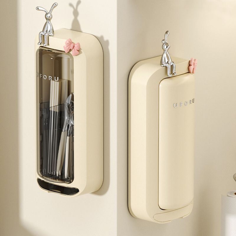 筷子筒壁挂式筷子收纳盒带盖筷笼架沥水防尘免打孔餐具勺子置物架