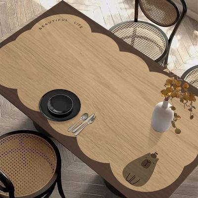 仿实木纹防水防油免洗桌垫原木色餐桌布轻奢高级感茶几桌面保护垫