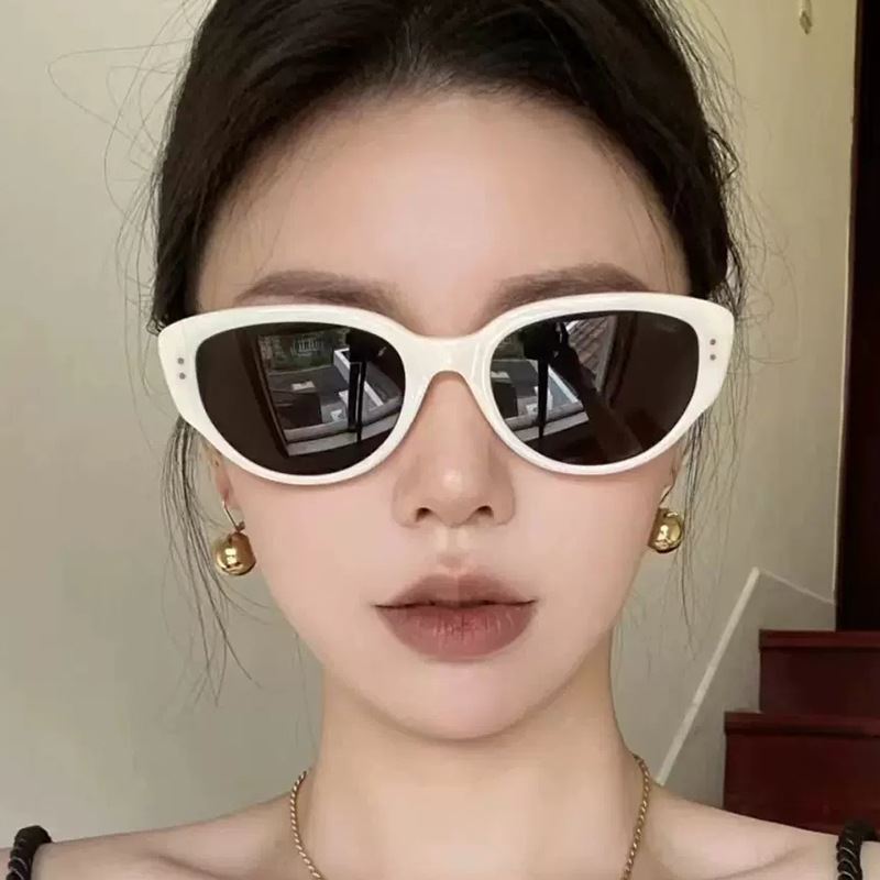 超轻框墨镜高清偏光镜白色猫眼太阳镜女潮高级感眼镜男可配近视镜