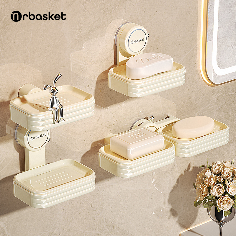 吸盘肥皂盒双层壁挂免打孔沥水海绵香皂盒学生宿舍家用厕所置物架