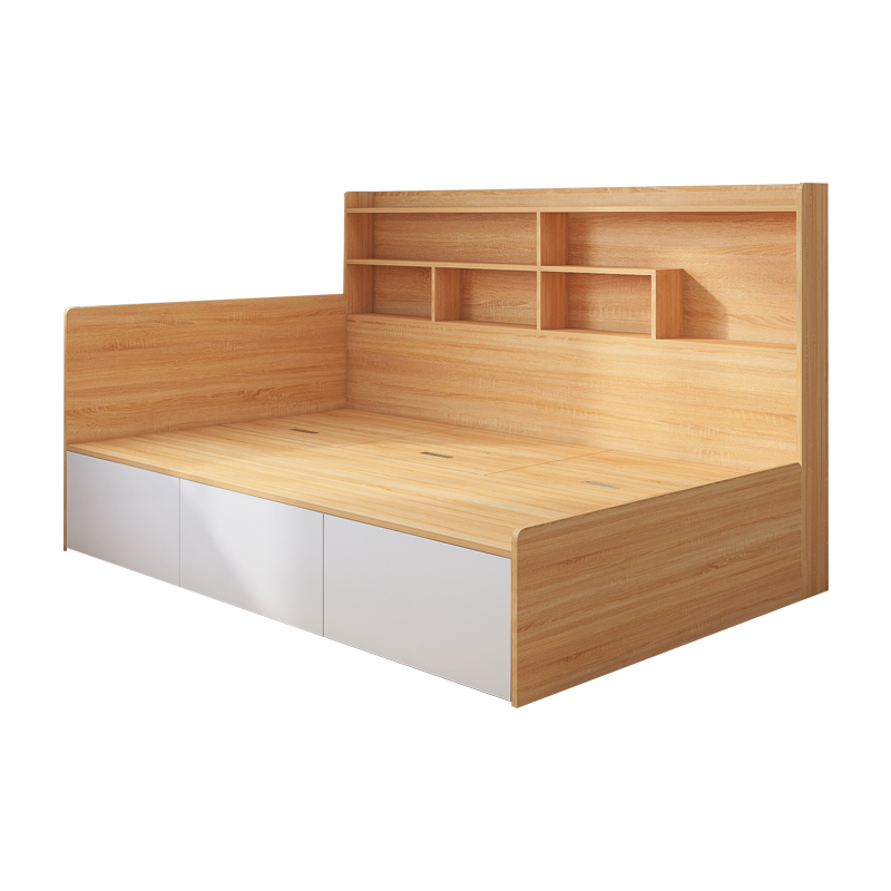 书架床一体可储物拼接带抽屉实木单人儿童侧靠墙榻榻米式床小户型