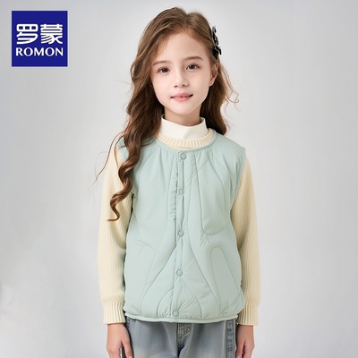 罗蒙女童鸭绒马甲2025新款内穿外搭保暖冬季羽绒上衣校服神器内胆