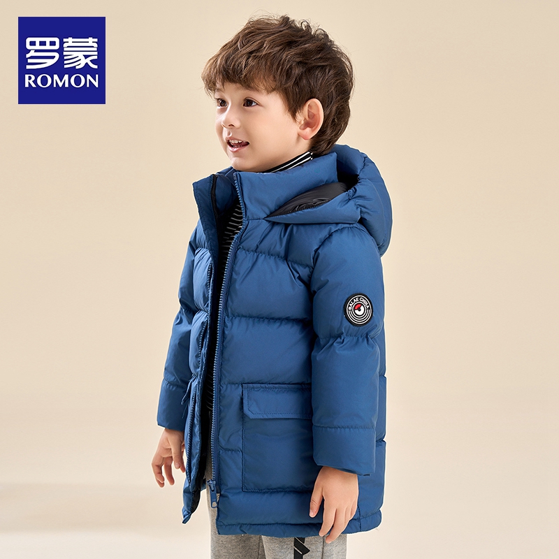 罗蒙儿童中长款加厚羽绒服