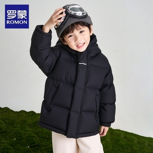 罗蒙男童羽绒服白鹅绒冬装 男孩外套纯色保暖上衣洋气棉服 2025新款