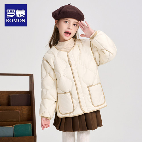 罗蒙米色羽绒服秋冬季2025新款