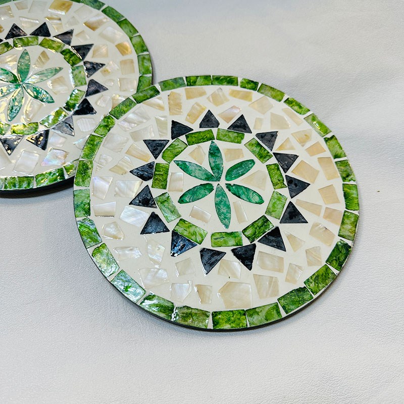 波西米亚款贝壳隔热垫创意贝壳餐桌垫高级感轻奢圆形西餐垫