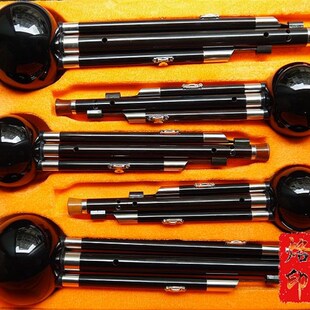 傣家烙印 专业演奏表演 梅花扣副管 葫芦丝 黑檀木雕龙五调套装