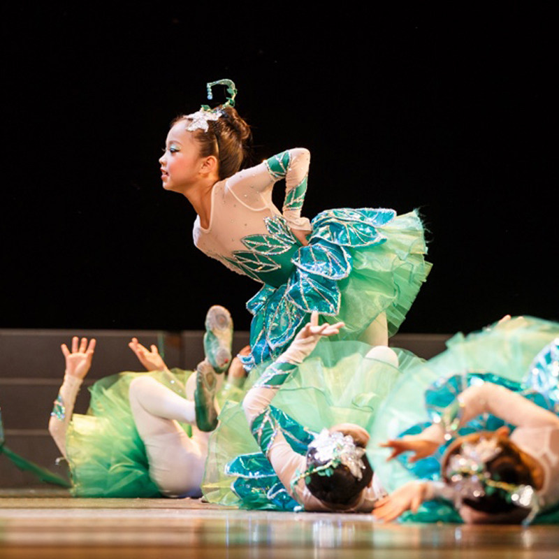 六一儿童演出服茉莉花开舞蹈服雨中趣春晓锄禾表演服绿色蓬蓬纱裙