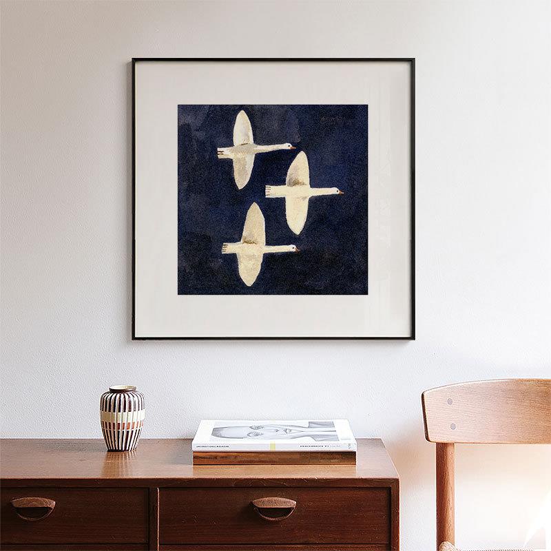 小众艺术黑白餐厅装饰画北欧风治愈系玄关挂画样板间卧室床头壁画