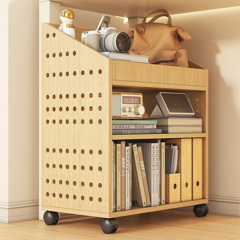 可移动书架儿童桌下书本收纳柜子带轮书包置物架家用落地简易书柜