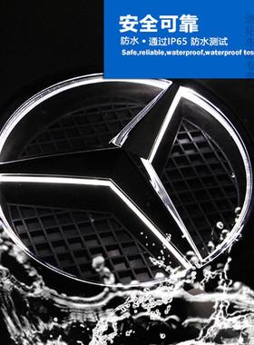 奔驰GLA E级GLK C200L E260L ML GLGLC 改装中网大标带灯发光车标