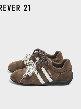 F21咖色内增高德训鞋女2025新款秋季软底轻便百搭低帮真皮赛车鞋