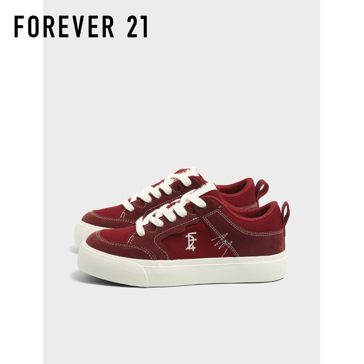 F21红色帆布鞋女2025新款