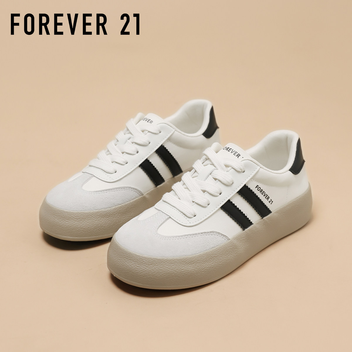 F21超火德训鞋女2026新款春季巨好看厚底增高休闲百搭低帮板鞋子